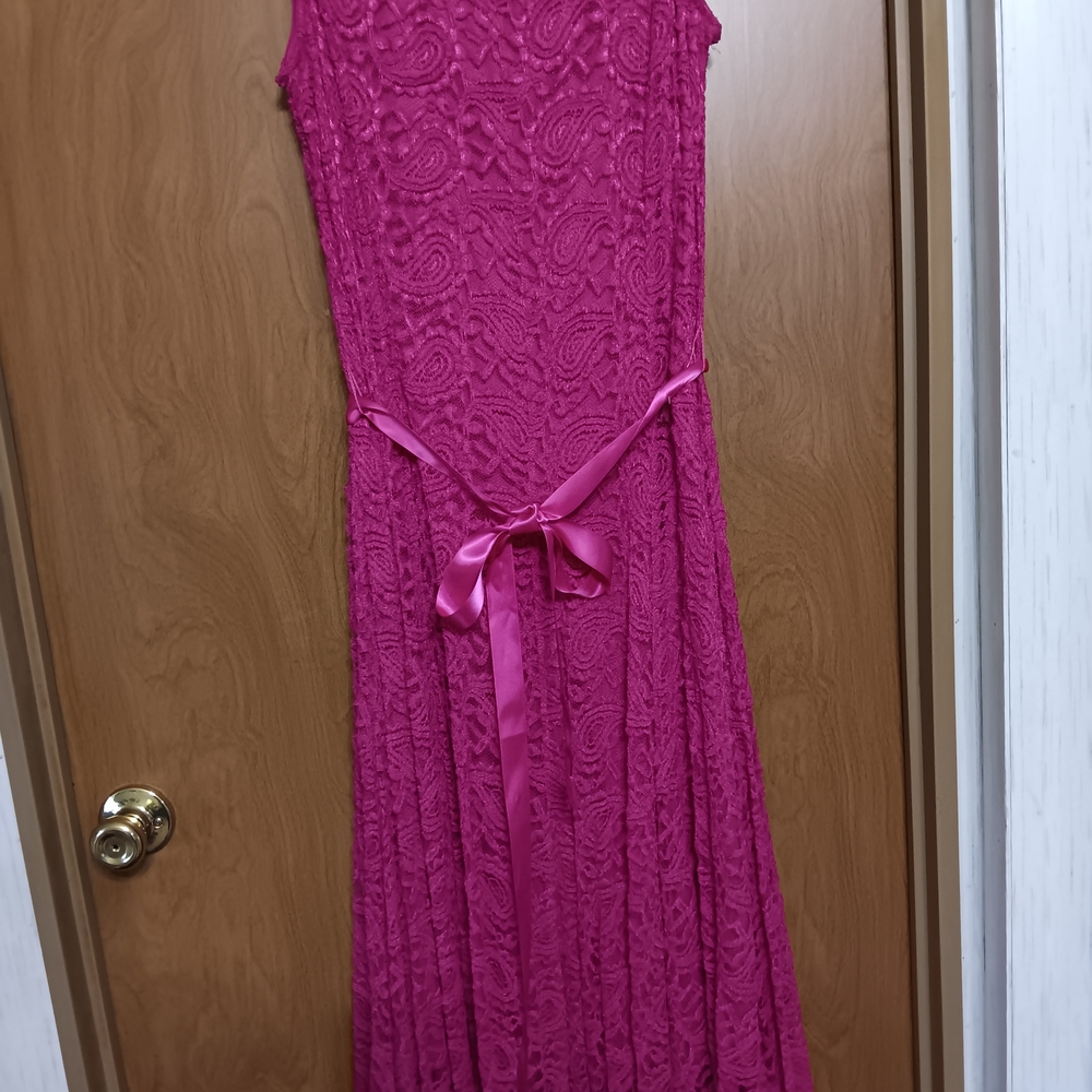 Elegant Pink Lace Maxi Dress